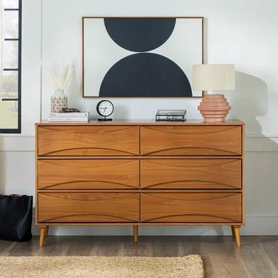 Mid-Century Modern Contoured 6 Drawer Dresser - Saracina Home - Image 3