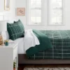 Grid Print Microfiber Reversible Comforter & Sheet Set Dark Green - Room Essentials™