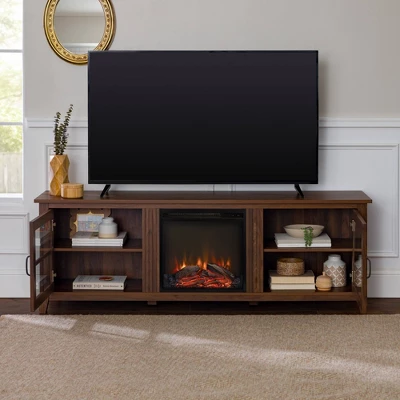 Tasi Transitional Farmhouse Glass Window Pane Door With Electric Fireplace TV Stand For TVs Up To 80" - Saracina Home - Image 12