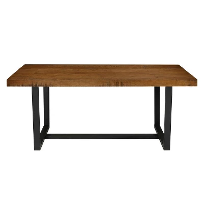 72" Modern Farmhouse Solid Wood Distressed Plank Top Dining Table - Saracina Home - Image 5