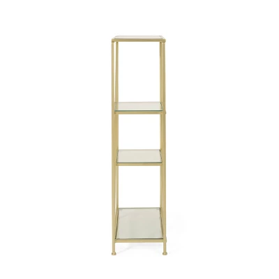 Kokesh Modern Glam Tempered Glass 3 Shelf Asymmetrical Bookcase Gold - Christopher Knight Home - Image 2