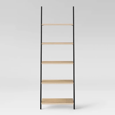 72" Loring 5 Shelf Leaning Bookshelf - Threshold™ - Image 2