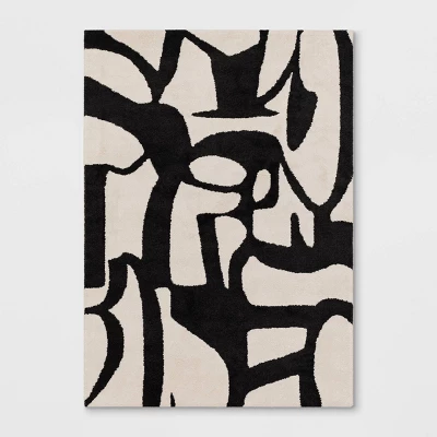 Abstract Inkblot Rug Black/White - Threshold™ - Image 4