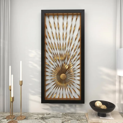 Metal Sunburst Coiled Ribbon Wall Decor With Black Frame Gold - Olivia & May - Image 10