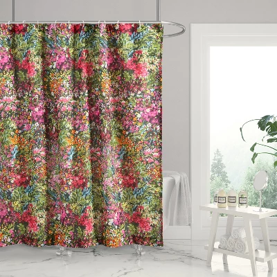 Basel Floral Lined Shower Curtain With Grommets - Levtex Home