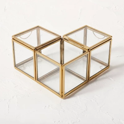 Metal Glass Decorative Box Gold - Opalhouse™ Designed With Jungalow™ - Image 3