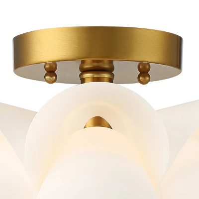Possini Euro Design Modern Ceiling Light Semi Flush Mount Fixture White Flower Gold Metal 15 3/4" Wide Living Room Bedroom Kitchen - Image 3