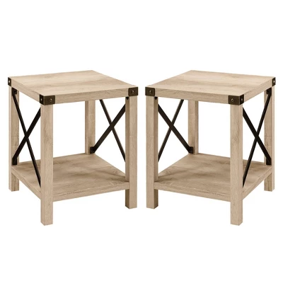Set Of 2 Sophie Rustic Farmhouse X Frame Side Tables - Saracina Home - Image 2